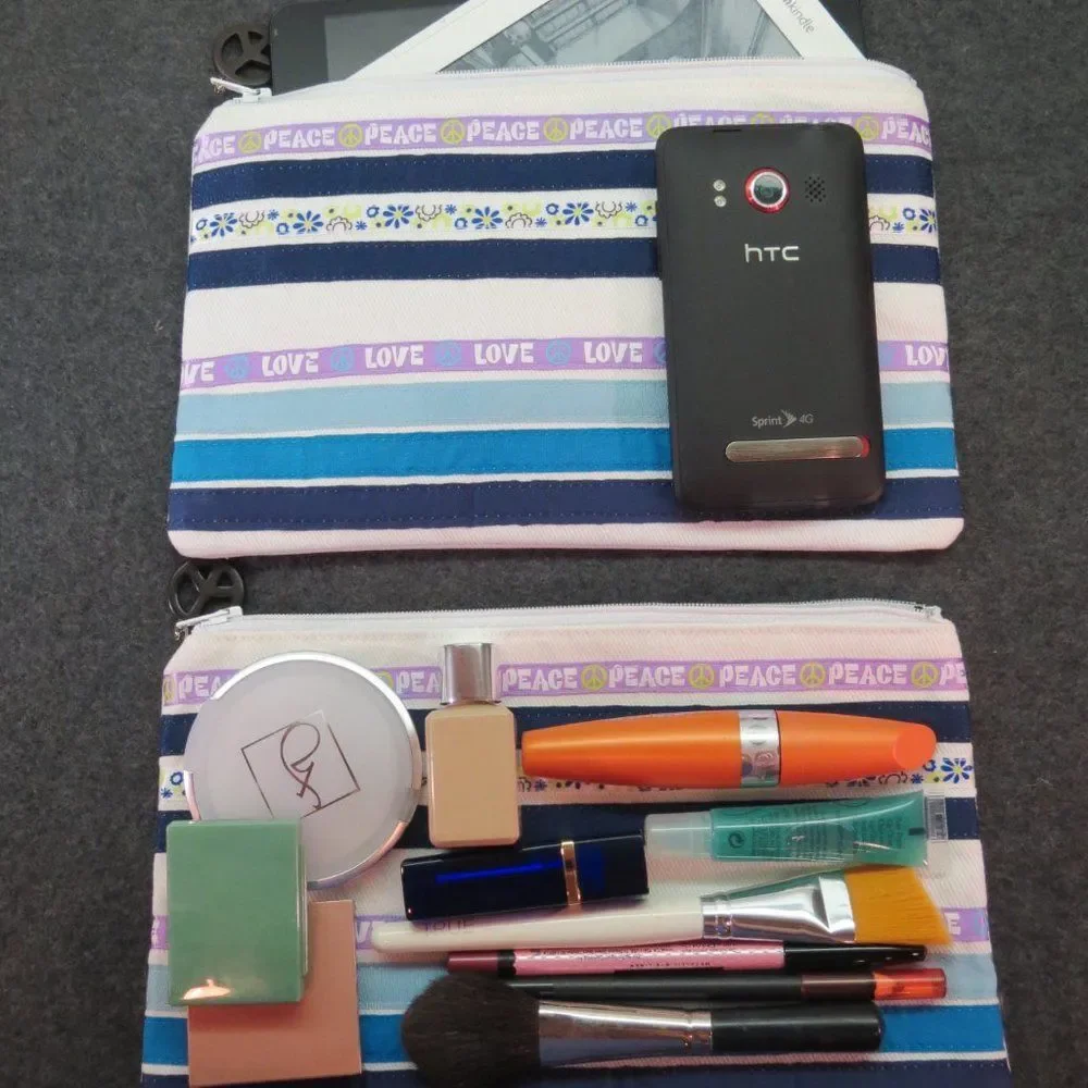 Set of 2 Peace Love Paws Makeup Bag Travel Tote Storage Pouch Clutch NEW